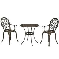 Outsunny 3PCs Bistro Set, Aluminium Garden Table and Chairs Bronze Tone