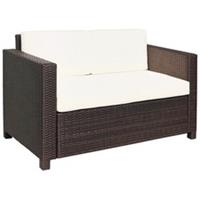 Outsunny Rattan Wicker 2-seat Sofa Loveseat Padded Garden Furniture Brown
