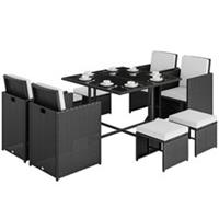 Outsunny 8 Seater Cube Rattan Garden Dining Set with Cushions, Black