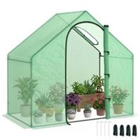 Outsunny Walk-In Portable Greenhouse Mini Grown House Steel Frame Window Green