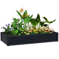 Outsunny Galvanised Raised Garden Bed, Outdoor Raised Planter, Dark Grey