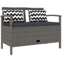Outsunny 160L Rattan Garden Storage Bench, Cushioned Outdoor Bench, Grey