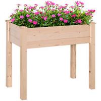 Outsunny Garden Wooden Planter Flower Raised Bed Herb Grow Box Container