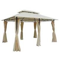 Outsunny 4m x 3(m) Outdoor 2-Tier Steel Frame Gazebo w/ Curtains Outdoor Garden