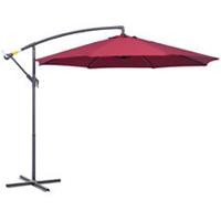 Outsunny 3(m) Garden Banana Parasol Cantilever Umbrella w/ Crank, Wine Red
