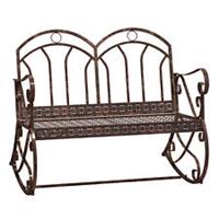 Outsunny Rocking Chair Swing Bench Loveseat Metal Bronze Garden Outdoor