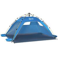 Outsunny 2 Man Pop-up Beach Tent Sun Shade Shelter Hut w/ Windows Door Blue