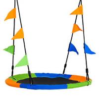 Outsunny Saucer Tree Swing Metal Tube Adjustable Rope Garden Blue Green Orange