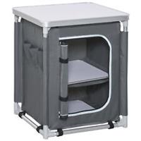 Outsunny Outdoor 2-shelf Camping Cupboard Kitchen Station Cook Table Aluminum