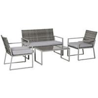Outsunny 4PCS Outdoor Patio PE Rattan Wicker Sofa Chaise Lounge Furniture Set