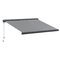Outsunny 3.5x3m LED Light Cassette Electric/Manual Awning Window Sun Shade Grey