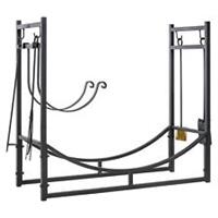 Outsunny Firewood Stand Log Rack Holder 84cm with 4-PC Fireplace Tools Set Black