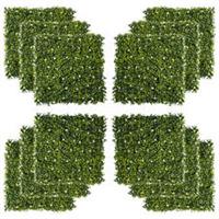 Outsunny 12PCS 50cm x 50cm Artificial Boxwood Panel Milan Grass with Flowers