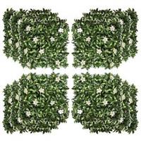 Outsunny 12PCS Artificial Boxwood Panel Faux Rhododendron Greenery Backdrop