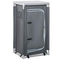 Outsunny Outdoor 3-shelf Camping Cupboard Kitchen Station Cook Table Grey