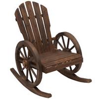 Outsunny Adirondack Rocking Chair Porch Poolside Garden Lounging Carbonized Wood