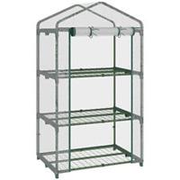 Outsunny 3 Tier Mini Greenhouse Grow House w/ Roll Up Door, Clear