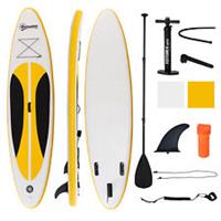 Outsunny 10Ft Inflatable Paddle Stand Up Board, Adjustable Paddle Non-Slip Deck