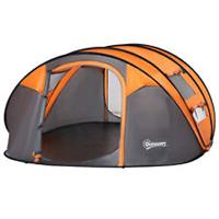 Outsunny Camping Tent Dome Pop-up Tent with Windows for 4-5 Person Orange