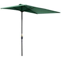 Outsunny 2.3m Garden Balcony Half Round Umbrella Metal Parasol Umbrella Green