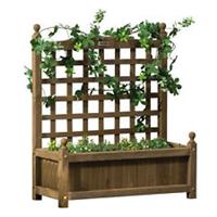 Outsunny Raised Garden Bed with Trellis Garden Planters Indoor Outdoor Brown