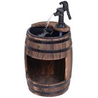 Outsunny Wood Barrel Pump Garden Fountain Water Feature Flower Planter Stand New