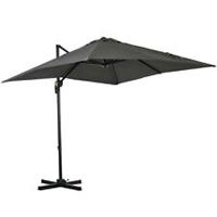Outsunny Square Cantilever Roma Parasol, 360-Degree Rotation, Grey