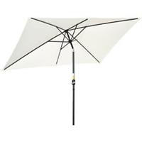 Outsunny 3x2m Patio Parasol Canopy Tilt Crank 6 Ribs Sun Shade Garden White