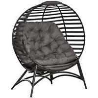 Outsunny Egg Chair w/ Cushion Steel Frame and Side Pocket, Brown