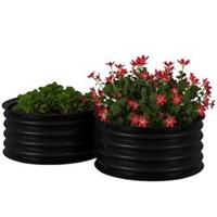 Outsunny Set of 2 Raised Garden Bed Metal Planter Box with Safety Edging, Grey