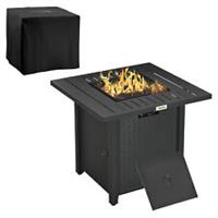 Outsunny 40,000 BTU Gas Firepit Table with Protective Cover, Spark Guard