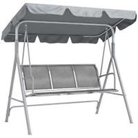 Outsunny Metal Swing Chair Garden Hammock 3 Seater Patio Bench w/ Canopy, Grey