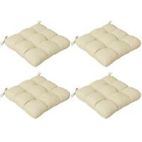 Outsunny Set of 4 Outdoor Seat Cushion with Ties, for Garden Furniture, Beige