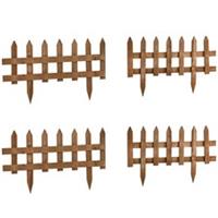 Outsunny Pack of 24 Wooden Plant Border Fence Garden Fixed Picket Fence Brown