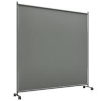 Outsunny Garden Screen with Wheels, 6ft Rolling Privacy Room Divider, Dark Grey