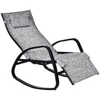 Outsunny Patio Adjust Lounge Chair Rocker Outdoor w/ Pillow Footrest Used