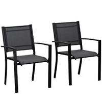 Outsunny 2 PCs Patio Dining Chair Outdoor Mesh Seat Bistro Chair Used