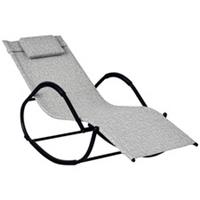 Outsunny Patio Rocking Lounge Chair Zero Gravity Chaise w/ Padded Pillow Grey
