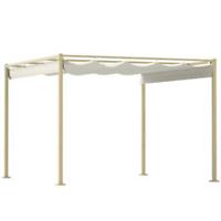 Outsunny 3 x 3(m) Garden Pergola with Retractable Roof, UPF30+, Khaki
