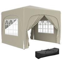 Outsunny 3 x 3(m) UPF50+ Pop Up Gazebo with Sides and Carry Bag, Sand