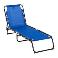 Outsunny Folding Beach Chair Chaise Lounge 4 Adjustable Positions, Blue