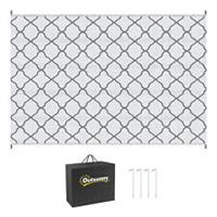 Outsunny Reversible Waterproof Outdoor Rug W/ Carry Bag, 182 x 274 cm, Grey