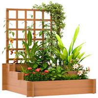 Outsunny 3 Tier Wooden Garden Planters with Trellis for Vine Climbing Plants