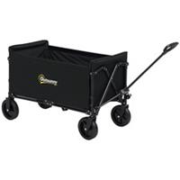 Outsunny 120L Folding Collapsible Wagon with Adjustable Handle, Black