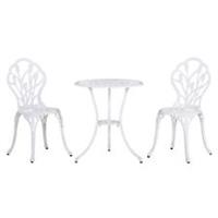 Outsunny 3 Piece Bistro Set, Aluminium Garden Furniture with Umbrella Hole