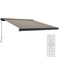 Outsunny DIY Retractable Canopy with Remote Controller for Patio, Light Grey