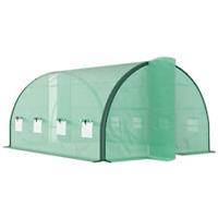 Outsunny Tunnel Greenhouse Upgraded Structure, Hinged Doors, 4 x 3(m), Green