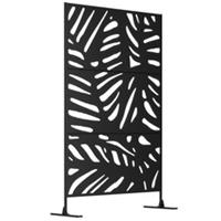 Outsunny Metal Outdoor Privacy Screen with Stand for Garden Black