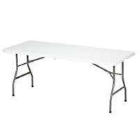 Outsunny Folding Garden Table, Patio Table with Metal Frame, White