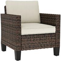 Outsunny Single Rattan Chair, Garden Armchair with Cushions, Brown